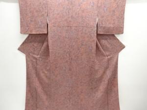 縮緬地　唐花に蝶模様小紋着物